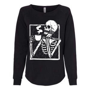 Halloween Coffee Drinking Skeleton Skull Womens California Wash Sweatshirt