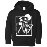 Halloween Coffee Drinking Skeleton Skull Toddler Hoodie