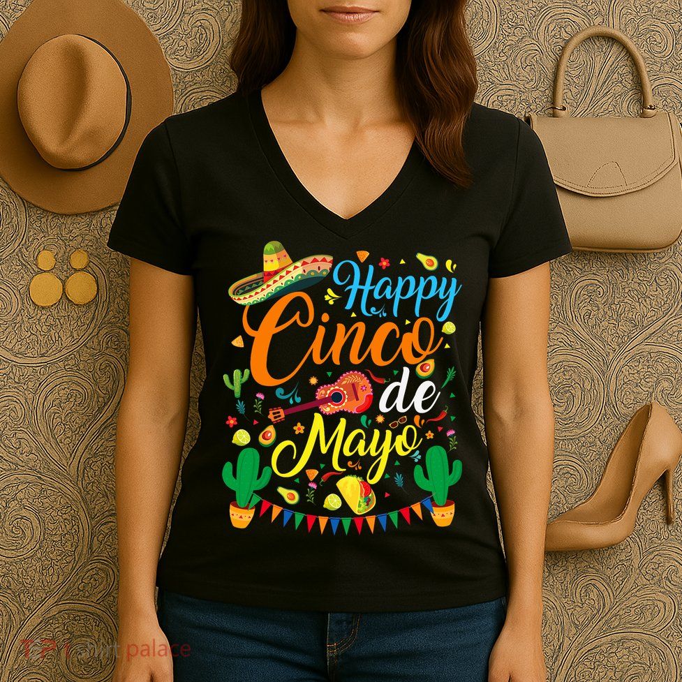 Happy Cinco De Mayo Fiesta Mexican Party 5 De Mayo  Women's V-Neck T-Shirt