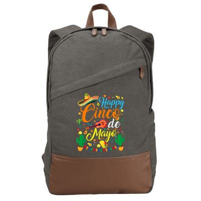 Happy Cinco De Mayo Fiesta Mexican Party 5 De Mayo  Cotton Canvas Backpack