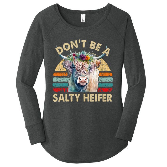 Highland Cow Dont Be Salty Heifer Farm Mom Women's Perfect Tri Tunic Long Sleeve Shirt