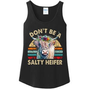 Highland Cow Dont Be Salty Heifer Farm Mom Ladies Essential Tank