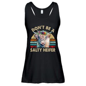 Highland Cow Dont Be Salty Heifer Farm Mom Ladies Essential Flowy Tank