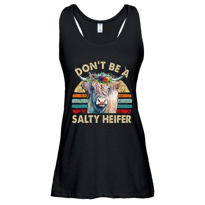 Highland Cow Dont Be Salty Heifer Farm Mom Ladies Essential Flowy Tank