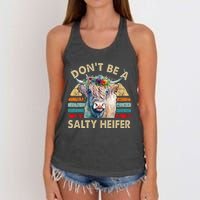 Highland Cow Dont Be Salty Heifer Farm Mom Women's Knotted Racerback Tank