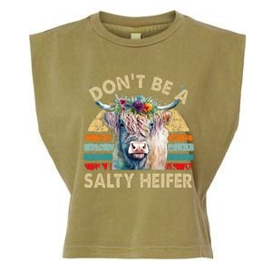 Highland Cow Dont Be Salty Heifer Farm Mom Garment-Dyed Women's Muscle Tee