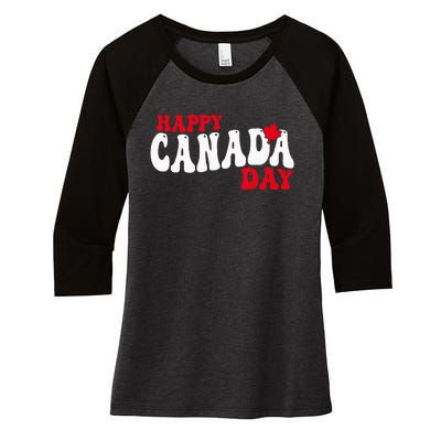 Happy Canada Day Maple Canadian Canada Pride Flag Patriotic Women's Tri-Blend 3/4-Sleeve Raglan Shirt