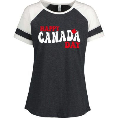 Happy Canada Day Maple Canadian Canada Pride Flag Patriotic Enza Ladies Jersey Colorblock Tee