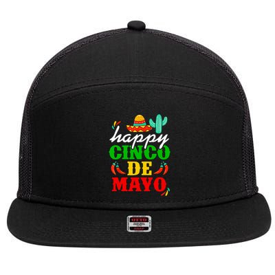 Happy Cinco De Mayo Celebration 7 Panel Mesh Trucker Snapback Hat
