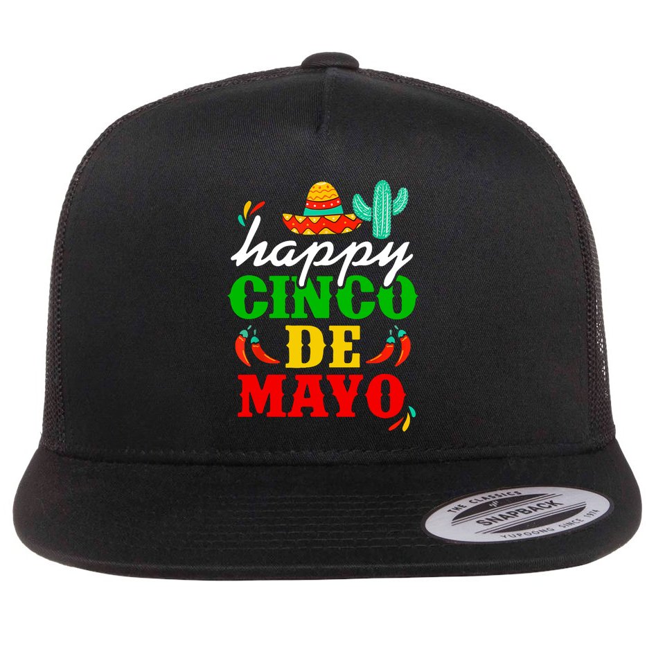 Happy Cinco De Mayo Celebration Flat Bill Trucker Hat