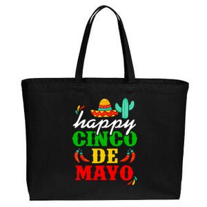 Happy Cinco De Mayo Celebration Cotton Canvas Jumbo Tote