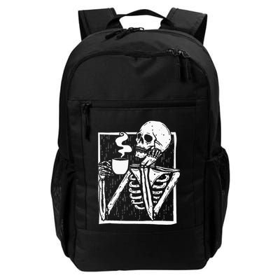 Halloween Coffee Drinking Skeleton Skull Backpack
