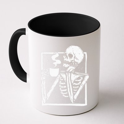 Halloween Coffee Drinking Skeleton Skull Mug