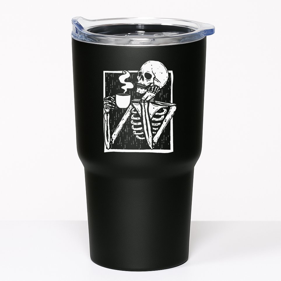 Halloween Coffee Drinking Skeleton Skull Tumbler