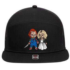 Horror Character Doll And Tiffany Halloween Matching Couple 7 Panel Mesh Trucker Snapback Hat