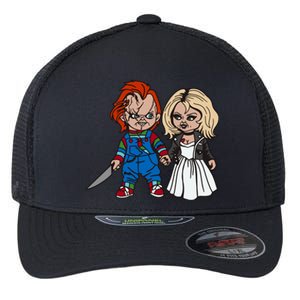 Horror Character Doll And Tiffany Halloween Matching Couple Flexfit Unipanel Trucker Cap