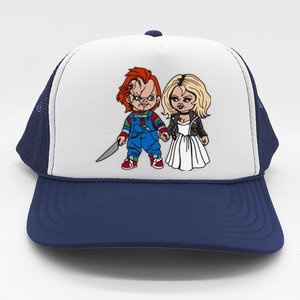 Horror Character Doll And Tiffany Halloween Matching Couple Trucker Hat