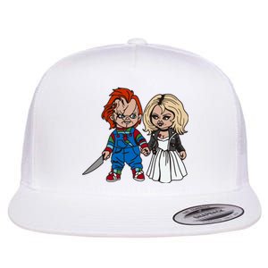 Horror Character Doll And Tiffany Halloween Matching Couple Flat Bill Trucker Hat