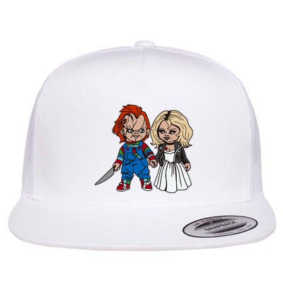 Horror Character Doll And Tiffany Halloween Matching Couple Flat Bill Trucker Hat