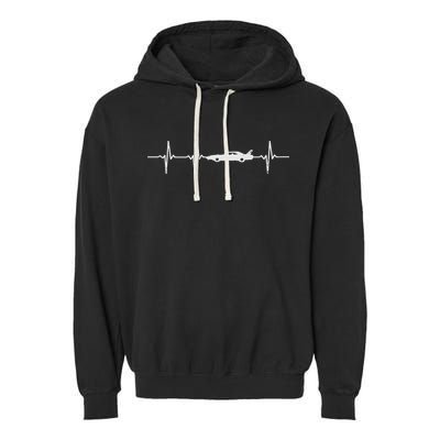 Heartbeat Car Drag Race Pulse Strip Driver Racing Racer Gift Garment-Dyed Fleece Hoodie