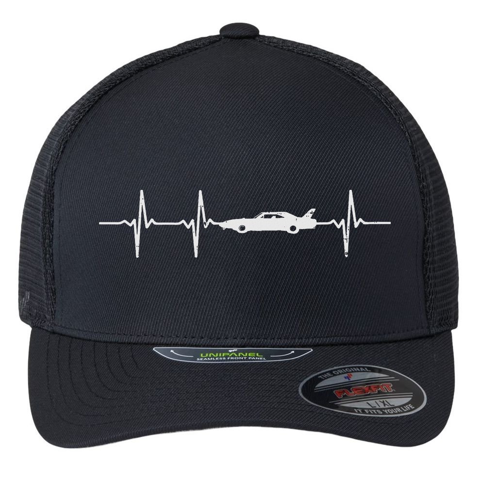 Heartbeat Car Drag Race Pulse Strip Driver Racing Racer Gift Flexfit Unipanel Trucker Cap