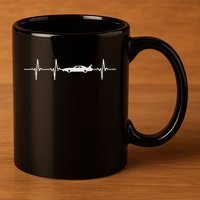 Heartbeat Car Drag Race Pulse Strip Driver Racing Racer Gift 11oz C Handle Ceramic Mug