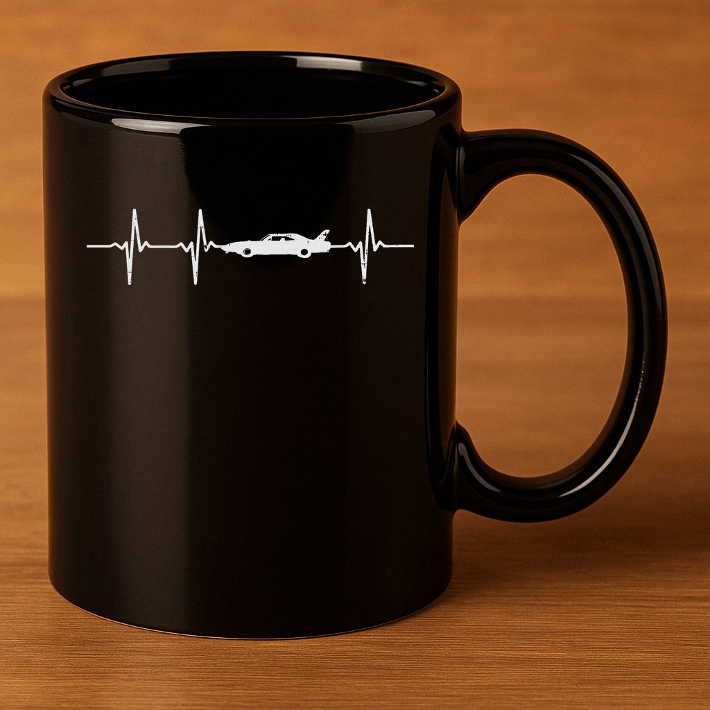 Heartbeat Car Drag Race Pulse Strip Driver Racing Racer Gift 11oz C Handle Ceramic Mug