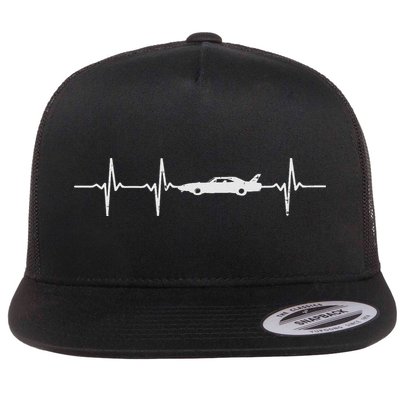 Heartbeat Car Drag Race Pulse Strip Driver Racing Racer Gift Flat Bill Trucker Hat