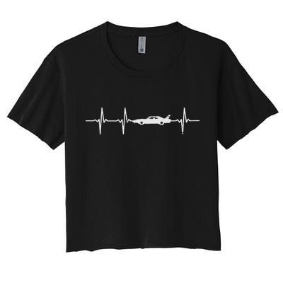 Heartbeat Car Drag Race Pulse Strip Driver Racing Racer Gift Women's Crop Top Tee