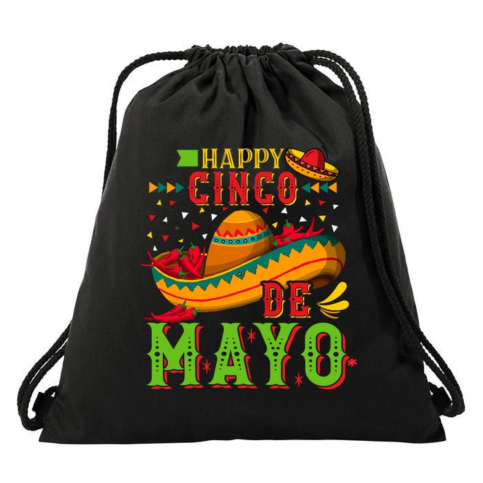Happy Cinco De Mayo Drawstring Bag