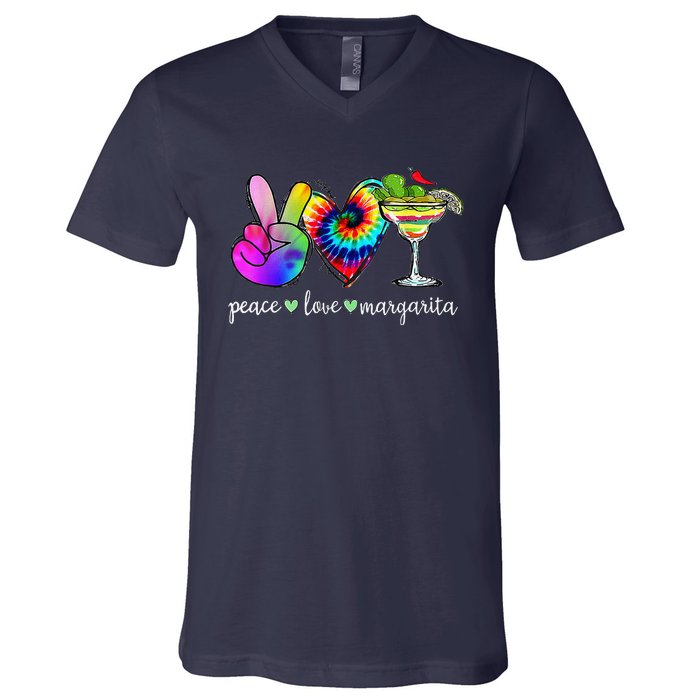 Happy Cinco De Mayo Peace Love Margarita Tie Dye Mexican V-Neck T-Shirt