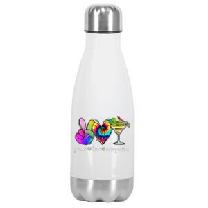 Happy Cinco De Mayo Peace Love Margarita Tie Dye Mexican Stainless Steel Insulated Water Bottle