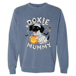 Halloween Costume Dachshund Dog Lover Doxie Mummy Garment-Dyed Sweatshirt