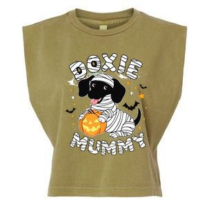 Halloween Costume Dachshund Dog Lover Doxie Mummy Garment-Dyed Women's Muscle Tee