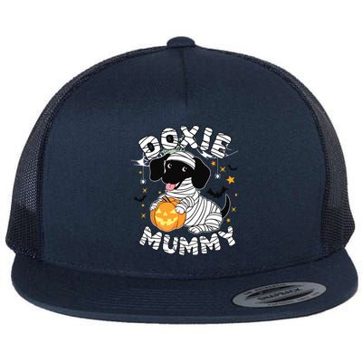 Halloween Costume Dachshund Dog Lover Doxie Mummy Flat Bill Trucker Hat