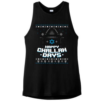 Happy Challah Days Jewish Hanukkah Ugly Christmas Sweater Gift Ladies PosiCharge Tri-Blend Wicking Tank