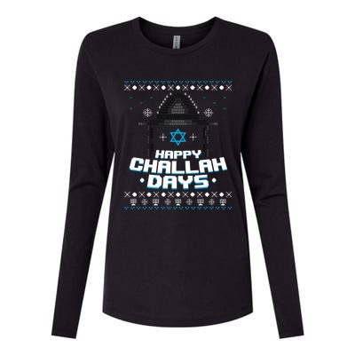 Happy Challah Days Jewish Hanukkah Ugly Christmas Sweater Gift Womens Cotton Relaxed Long Sleeve T-Shirt