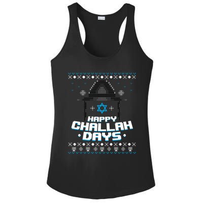 Happy Challah Days Jewish Hanukkah Ugly Christmas Sweater Gift Ladies PosiCharge Competitor Racerback Tank