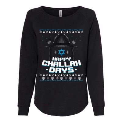 Happy Challah Days Jewish Hanukkah Ugly Christmas Sweater Gift Womens California Wash Sweatshirt