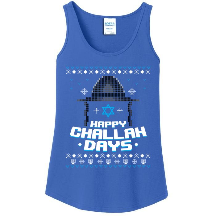 Happy Challah Days Jewish Hanukkah Ugly Christmas Sweater Gift Ladies Essential Tank