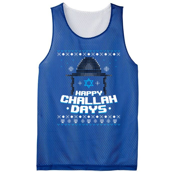 Happy Challah Days Jewish Hanukkah Ugly Christmas Sweater Gift Mesh Reversible Basketball Jersey Tank