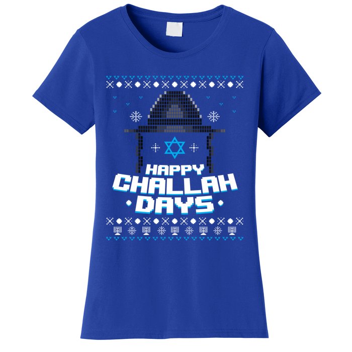 Happy Challah Days Jewish Hanukkah Ugly Christmas Sweater Gift Women's T-Shirt