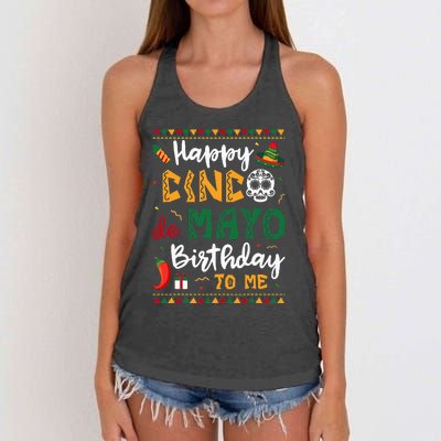 Happy Cinco de Mayo Birthday To Me Born In May Gifts Women's Knotted Racerback Tank