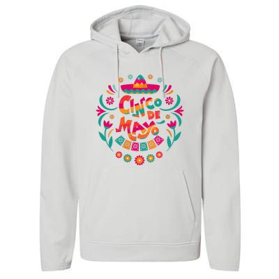 Happy Cinco De Mayo Mexican Fiesta 5 De Mayo Mexico Party Vneck Performance Fleece Hoodie