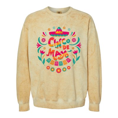 Happy Cinco De Mayo Mexican Fiesta 5 De Mayo Mexico Party Vneck Colorblast Crewneck Sweatshirt