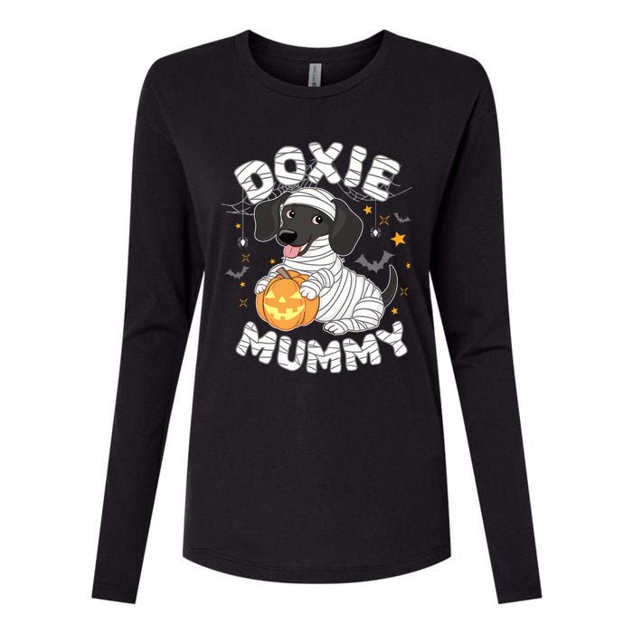 Halloween Costume Dachshund Dog Lover Doxie Mummy Womens Cotton Relaxed Long Sleeve T-Shirt