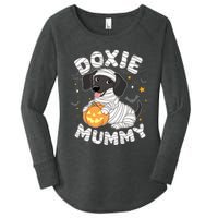 Halloween Costume Dachshund Dog Lover Doxie Mummy Women's Perfect Tri Tunic Long Sleeve Shirt