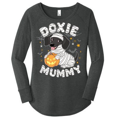 Halloween Costume Dachshund Dog Lover Doxie Mummy Women's Perfect Tri Tunic Long Sleeve Shirt