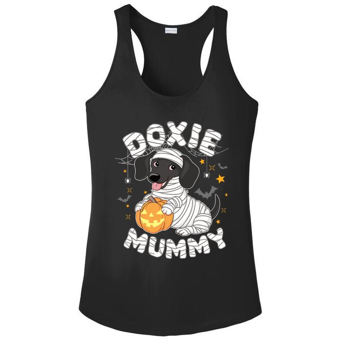 Halloween Costume Dachshund Dog Lover Doxie Mummy Ladies PosiCharge Competitor Racerback Tank