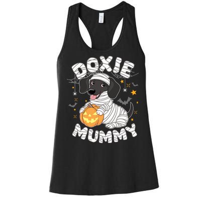 Halloween Costume Dachshund Dog Lover Doxie Mummy Women's Racerback Tank